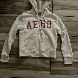 Aero Cream Hoodie with Pink Logo